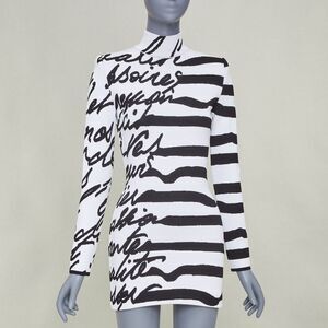 Balmain script stripe jacquard mock neck dress